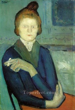 タバコを持つ女 1901年 パブロ・ピカソ Oil Paintings